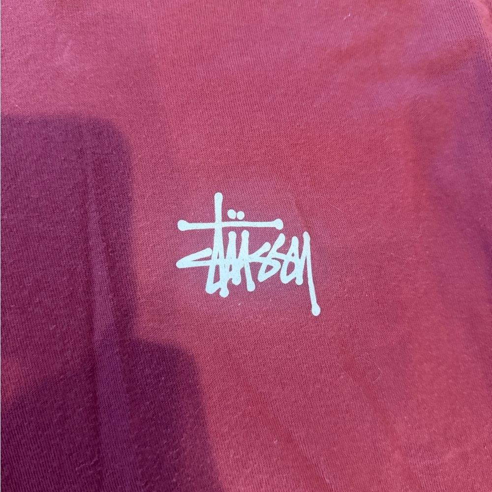 Stüssy Men's Burgundy and Red T-shirt Medium - Picture 2 of 5
